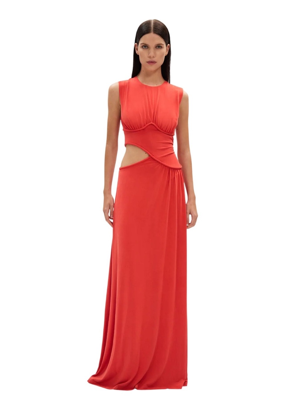 Misha Sleeveless Coral Cutout Maxi Dress